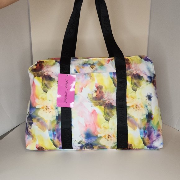 Betsey Johnson Bags Betsey Johnson Large Xoruby Yellow Floral Nylon